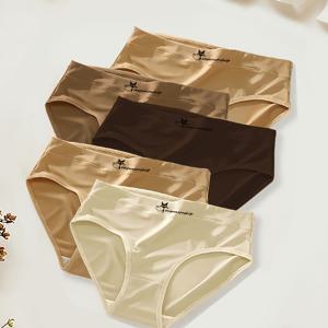 랜덤 5팩 여성용 이지 스타일 검은 고양이 팬티, 부드럽고 통기성 좋은 편안한 데일리 웨어 사계절 삼각 속옷 만화 프린트