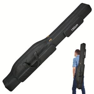 TEMU 130Ccm/51.18인치 150cm/59.05인치 낚시 태클 보관 가방 휴대용 낚싯대 릴 정리함 낚싯대 장비 도구 케이스 캐리어 이중층 옥스포드 대용량 여행용 낚시 커버백