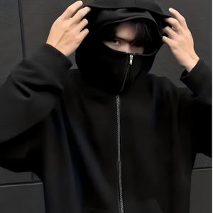 TEMU 남성용 마스크가 있는 멋진 후드 스웨트셔츠, 남성용 캐주얼 단색 풀오버 후드 스웨트셔츠, 캥거루 포켓 스트리트웨어와 함께, 겨울 및 가을 선물용으로 적합합니다.