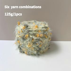 TEMU 녹색과 노란색 부피감 있는 핸드 블렌디드 실, 뜨개질 및 코바늘용 - DIY 스카프, 비니, 가방, 의류 및 수제 액세서리