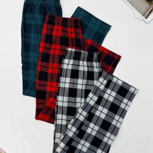TEMU 남성용 봄/여름 체크무늬 프린트 캐주얼 스트레이트핏 수면 바지 3개 세트, 통기성 좋은 루즈핏 스웨트팬츠, 신축성 있는 허리밴드, 편안한 긴 바지, 멀티 컬러 세트