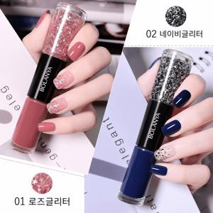 TEMU 여름 네일 듀얼 컬러 투톤 네일 폴리쉬 누드 & 글리터 컬러네일세트