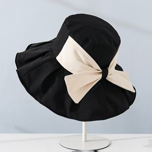 TEMU 여성 버킷햇, 컬러풀 리본 디자인, 오버사이즈 챙, 다용도 얼굴 덮개 캡, 여성용 봄/여름 휴가 해변 선캡