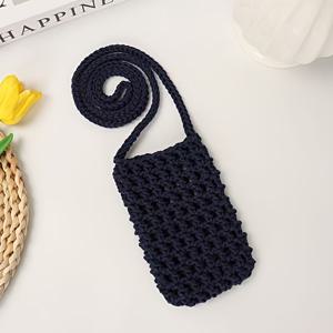 TEMU 코바늘 휴대폰 크로스바디 가방, 스트랩이 있는 미니 니트 휴대폰 가방, 여성용 직조 휴대폰 홀더, 가벼운 여행용 숄더 파우치