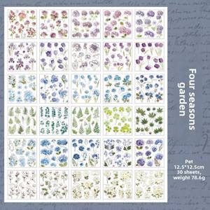 TEMU 로맨틱 컬렉터를 위한 프리저브드 플라워 스티커북 30매/팩, 빈티지 고품질 DIY 콜라주 카드 및 책갈피