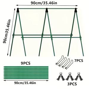 90cm x 90cm 정원 덩굴 프레임 1세트, 마당 덩굴 식물 지지 프레임, 정원 격자 울타리 - 정원 가꾸기, 야외 멜론 및 과일, 포도, 수세미 트렐리스, 마당 꽃 선반에 적합