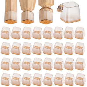 TEMU 의자 다리 바닥 보호대 32개 - 의자 캡, 소음 감소 및 바닥 보호, 내구성 있는 가구 패드, 테이블, 의자, 소파, 커피 테이블용 (정사각형)