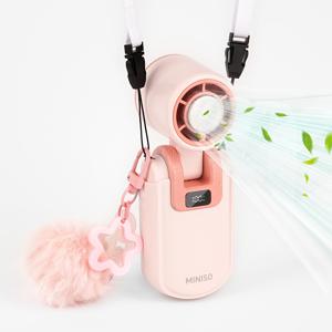 TEMU 미니소 핸드헬드 미니 선풍기, 접이식 휴대용 목걸이형 선풍기, 5단계 풍속, USB 충전식 선풍기와 창의적이고 귀여운 볼 키체인, 신선하고 심플한 액세서리, 시원한 여름 선물