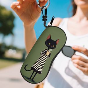 TEMU 고양이 디자인과 걸쇠가 있는 미니멀 디자인 아이백은 여성에게 적합하며, 휴대하기 쉬운 튼튼한 지퍼형 안경 파우치가 포함되어 있습니다. 여름철과 외출에 적합합니다.