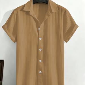 TEMU 남성 캐주얼 바캉스 반팔 셔츠, 솔리드 리프 원단, 버튼업 디자인, 올 시즌 착용 가능, 통기성 좋고 상쾌함. 하와이 해변 바캉스 스타일에 완벽하며 커플링에도 적합하며, 남자친구 또는 남편을 위한 이상적인 선물입니다.