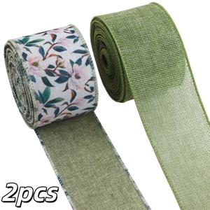 TEMU 6.3Cm 폭 / 와이어 엣지 장미 리본 / 부활절 장식 리본 / 봄 장식 리본 / 홈 데코 / 선물 포장 플로럴 화환 리본 모조 린넨 리본
