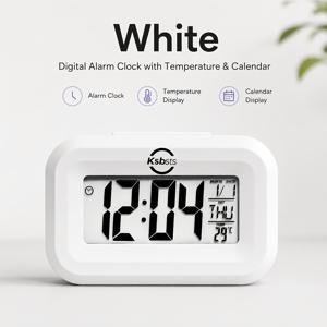 TEMU 온도 및 달력 표시 디지털 알람 시계, 침실, 서재, 사무실 및 가정용 LCD 데스크 시계 (배터리 미포함)