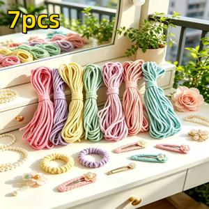 TEMU 7개 세트 총 70M (230Ft) 4mm 마카롱 꼬임 코드, 부드럽고 튼튼한 멀티컬러 공예 로프, 선물 포장, 홈 데코, 비즈 공예 및 수제 뜨개질용