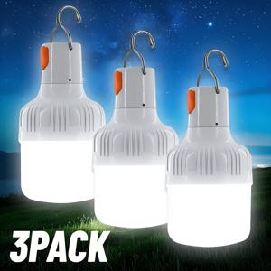 TEMU 3개 Lihangstar 휴대용 캠핑 랜턴, 충전식 LED 텐트 전구, 휴대용 걸이형 전구, 3가지 조명 모드, 캠핑, 하이킹, 낚시에 적합한 클립 후크, 화이트
