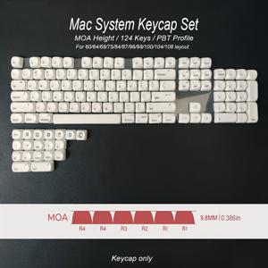 124키 MAC 스타일 키캡, 레트로 키캡, MOA 높이 구형 캡, PBT 다이 슬리무레이션, 기계식 키보드 키캡 61/64/75/87/98/104/108에 적합