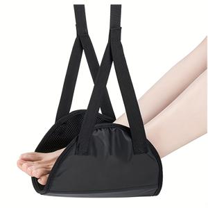 TEMU 블랙 휴대용 사무실 & 비행기 발 받침 쿠션, 사무실 확장 조절 스트랩, 여행용 레저 해먹 스타일 다리 지지대, 비행기, 사무실, 자동차에 적합