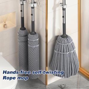 Joybos String Mop, Self-Wringing Mop with Metal Handle, No Hand Washing Required, Easy Twist, Suitable for Wet And y Cleaning Tasks in Living Rooms, Beooms, Bathrooms, Kitchens, And on Floors