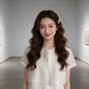 TEMU 여성 여름용 경량 반팔 루즈핏 캐주얼 투피스 카디건 탑, 맞춤형 텐셀 베이스 소재 할로우 자수 원단, 루즈핏, 레이어드 디자인, 시원하고 통기성 좋음, 캐주얼하고 활용도 높음