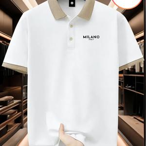 TEMU MILANOh 프린팅 남성용 여름 JSH881 반팔 골프 폴로 셔츠 1개, 부드럽고 편안하며 통기성 좋은 원단, 야외 스포츠 또는 가정복용, 남성 데일리 의상 YA00165