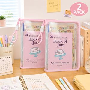 TEMU 2개입 휴대용 손잡이 문서 가방, A4 사이즈, 투명 지퍼 메시 디자인, 손잡이 포함, 두꺼운 대용량, 고품질 문서 정리함, 학생 교재 및 시험지 보관 가방, 학교 및 사무실에 적합