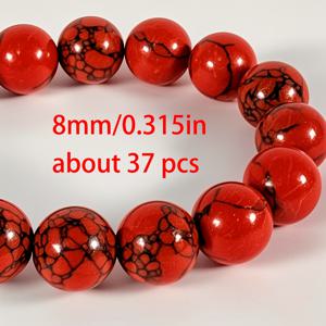 주얼리 만들기 키트 53/37/29개, 터키석 제작 레드 라운드 구슬, 6/8/10mm 고품질 구슬, 고귀하고 고급스럽고 반짝이는 구슬, 구멍 있음, 정교한 루즈 비즈, 크리스마스, 할로윈, 부활절 및 기타 공휴일, 일상 DIY 팔찌, 목걸이, 공예 액세서리, 주얼리 제작용으로 적합