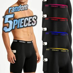 TEMU 랜덤 5개입 남성용 속건성 사이클링 속옷, 통기성 좋은 흡습성 하이 스트레치, 아웃도어 라이딩 러닝 헬스장 피트니스 트레이닝용 운동용 드로즈. 95% 대나무 레이온 레이온 레이온