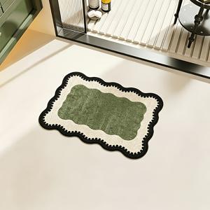 플리스 900G 및 9mm 미국 빈티지 워셔블 욕실 카펫 그린 불규칙 모양 변기 플러시 매트 일본 침실 장식 침대 옆 부드러운 카펫 가정 주방 발코니 현관문 미끄럼 방지 매트