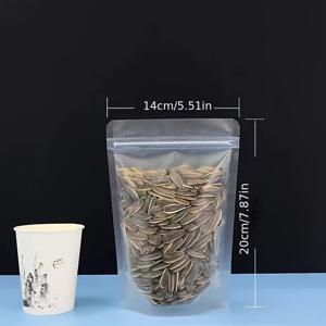 TEMU 50팩 재사용 가능한 자가 밀봉 보관백 - 매트 무광 PET 필름, 기밀 및 방수, 반투명 팬트리 정리용, 간식, 콩, 향신료 - 식품 저장 파우치, 주방 정리용 재사용 가능 식품 보관 백, 매트 마감 지퍼 씰