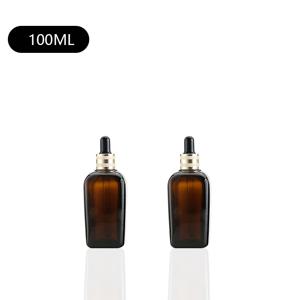 TEMU 2개입 브라운 사각 병 빈 바이알 10ml-100ml 스포이드 유리 디스펜싱 병 휴대용 앰버 에센셜 오일 병 향수 세럼 유리 사각 바이알