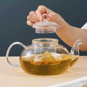 TEMU 유리 차주전자, 34oz(1000ml) 분리형 인퓨저 포함, 블루밍 및 잎차용 유리 찻주전자, 전자레인지 및 스토브 탑 사용 가능, 선물 세트 포장