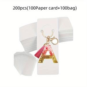200/400/800/1600개 주얼리 카드 포장 및 보호 백 콤비네이션 (반 displays 카드와 반 보호 백) - 우아한 목걸이, 귀걸이 및 키 체인 라벨, 소규모 비즈니스 공예에 적합 - 내구성 있는 판지 디자인 (화이트, 블랙)