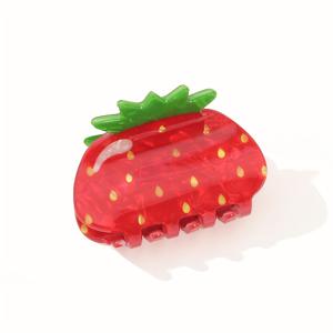 1개 시뮬레이션 딸기 PVC 집게 클립 만화 재미있는 과일 헤어 클립, 사계절 착용 가능
