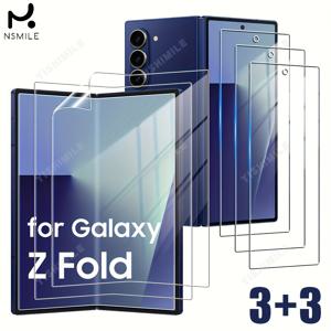 갤럭시 Z 폴드 7 호환 내부 유연 TPU 필름 3개 + 전면 강화유리 3개, 주름 없음, 기포 없음, HD 투명 화면 보호 필름