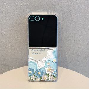 TEMU 휴대폰 케이스: 시안 유화 영국식 꽃 투명 패턴 TPU 낙하 방지 휴대폰 케이스, 삼성 갤럭시 Z 플립 7용, 삼성 갤럭시 Z 플립 7se용 TPU 휴대폰 케이스, 삼성 갤럭시 플립 7 시리즈용 휴대폰 보호 커버, 풀커버 낙하 방지 슬림하고 가벼운 케이스, 견고한 쉘, 스크래치 방지