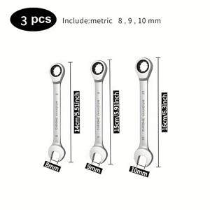 3개/6개/8개/12개 크롬 바나듐 스틸 콤비네이션 스패너 세트 (8-19mm) - 고정 헤드 래칫 렌치, 기계식 작동, 비조절 디자인 | 자동차 및 가정 수리용 내구성 핸드 툴. 배관 도구, 컴팩트 도구, 수동 도구 세트!