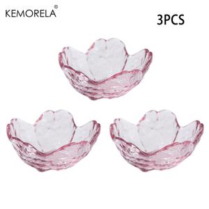 TEMU KEMORELA 체리 블라썸 모양 스낵 그릇 3pcs, 유리 디저트 그릇, 녹 방지, 골드 테두리, , 샐러드, 양념용 - 일본 스타일 소형 접시, 크리스마스 및 할로윈 파티에 완벽