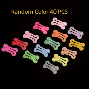 TEMU 랜덤 색상 귀여운 강아지 머리핀 40개, 뼈 모양 헤어 액세서리, 소형견용, 반려동물 미용 세트