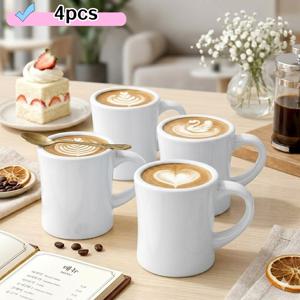TEMU 와이드 머그컵 4P 세트 350ml - 세련된 디자인의 카페 커피잔, 그립감 좋은 방지 핸들 & 논슬립 바닥