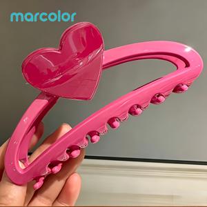 TEMU Marcolor 유광 라지 하트 컷아웃 헤어 집게 클립, 다양한 색상 선택 가능, 우아한 뒤머리 번 상어 클립, 여성을 위한 다용도 헤어 액세서리