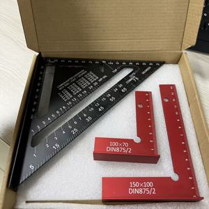 TEMU 올인원 목공용 측정 키트, 150x100mm & 100x70mm 듀얼 직각자 세트 + 삼각형 퀵 앵글자, 45° 90° 눈금이 있는 다기능 각도기, 건축, DIY 프로젝트, 데크 제작, 트리밍 작업용 필수 수공구