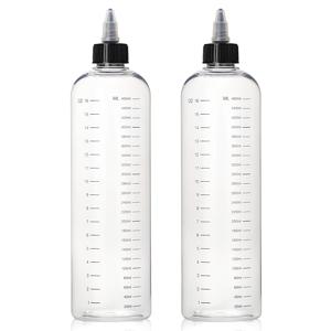 TEMU 16.9oz 헤어 염색약 병, 눈금이 있는 스크류 캡이 달린 짜내는 방식의 헤어 염색약 병, 비율 조절 눈금 포함, 500ml 재충전 가능한 빈 헤어 염색약 도포기병 2개, 투명