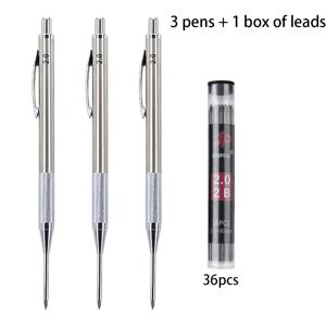 TEMU 2.0mm 긴 팁 제도 연필 세트 (목수, 건축가, 엔지니어, 예술가, 학생용), 깊은 구멍 마킹 금속 연필 (내장 지우개 포함), 목공, 건축, 드래프팅, 스케치, 필기용 지울 수 있는 연필심