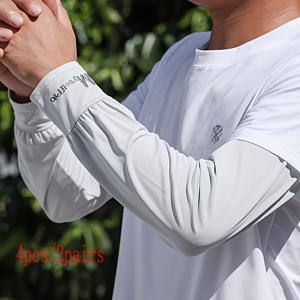 TEMU 4pcs Men's I Sleeves, Loose Size I y Fiber Fabric Arm Sleeves, Outdoor Sports Sun Sleeves, , Breathable, Qui-Drying, Washable, High Elasticity, Non-Clingy, Non-Tight, Comfortable for