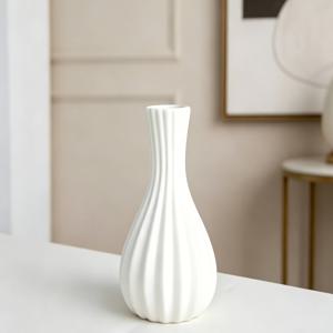 TEMU 북유럽 모던 수직 세라믹 화병 - 화이트, 건조꽃/생화/인조꽃용, 프렌치 스칸디나비아풍 모던 원형 원통형 화병, 거실 침실 식탁용 테이블 센터피스 장식품