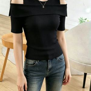 TEMU 여성 패션 라운드넥 오프숄더 탑