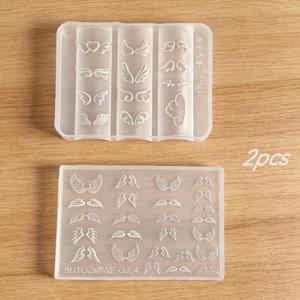 TEMU 2개 3D 깃털 날 네일 몰드 실리콘 네일 도구 날 네일 참 레진 몰드 네일 아트 (추가용 네일 용품)