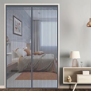 TEMU Self-Adhesive Magnetic Door Curtain with Reinford Mesh Screen - Suitable for Proof Barrier, - , Scratch-Resistant Panel for Sliding Doors,, - Installation, Durable Mesh