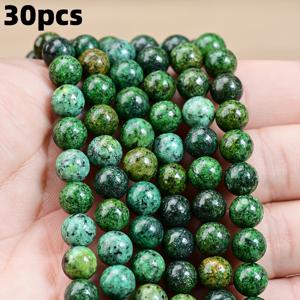 천연 아프리칸 터키석 구슬 30개 (30개) - 8mm 정품, 주얼리 제작, DIY 공예용, 팔찌, 귀걸이, 참용 비즈 캡슐 - 주얼리 제작자, 어머니의 날, 크리스마스 선물용