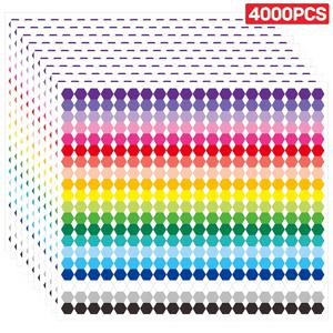 TEMU 2000/4000개 컬러 코드 라벨, 멀티 컬러 육각형 스티커, 재고, 파일, 보관, 포장 및 분류용 자체 접착식 정리 라벨