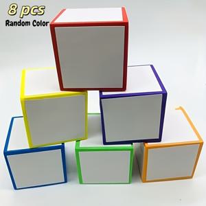 TEMU 8개 랜덤 색상 재사용 가능 화이트보드 노트 주사위 라벨, 화이트보드 마커와 완벽 호환. 쓰고 지울 수 있는 빈 폼 큐브, 숫자/글자 주사위 라벨에 적합